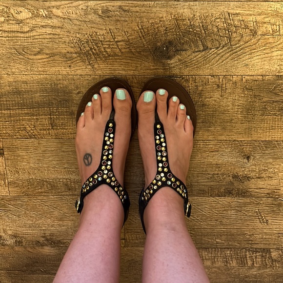 Steve Madden Gemstone Embellished Gladiator Sandals 8 - Picture 1 of 7